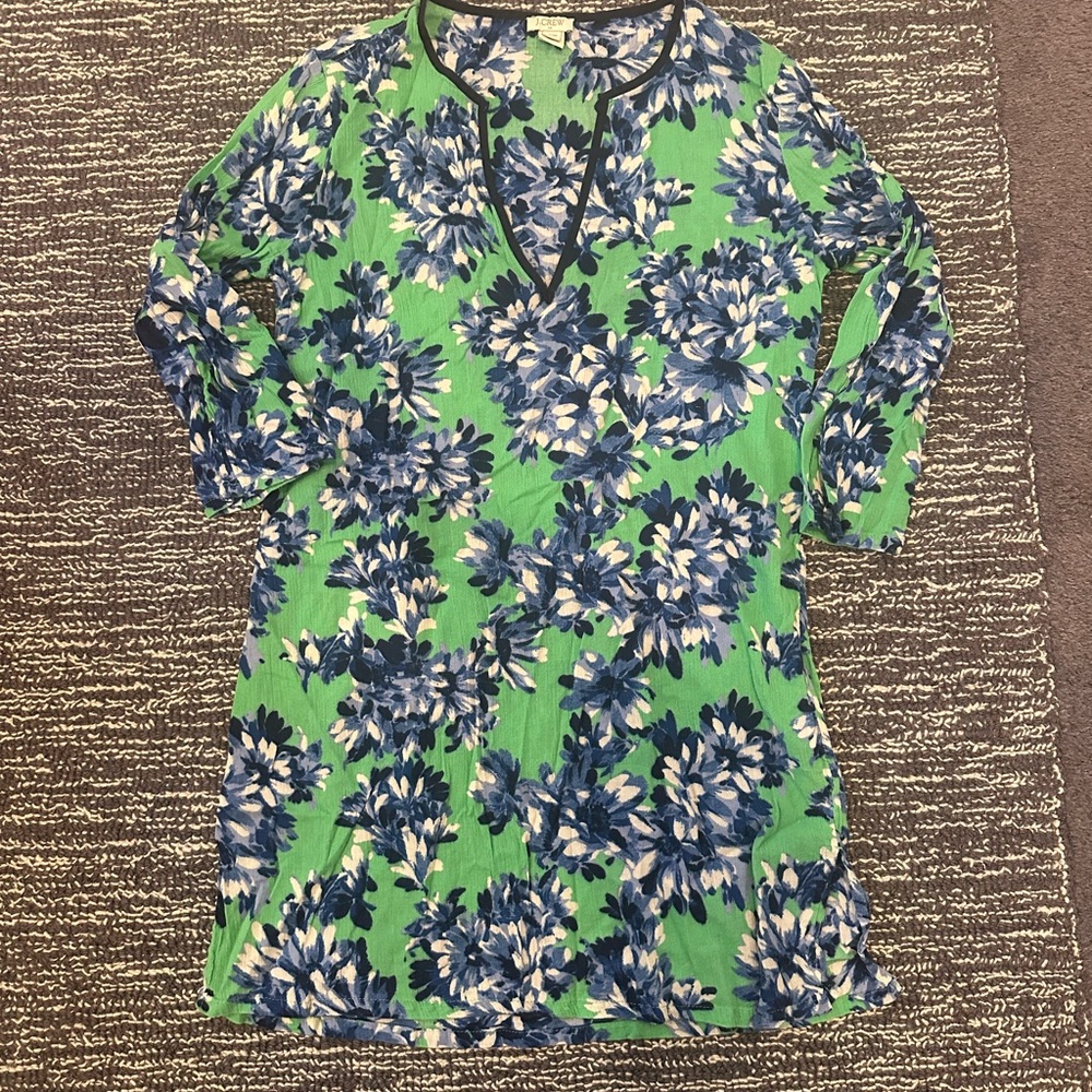 J. Crew Factory Blue and Green Floral Coverup